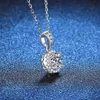 Sterling Sier S925 Necklace Womens Mosang Stone Korean Edition Round Bag 1 Mosang Stone Pendant Necklace d Color Mosang Diamond Necklace