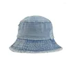 Beretti cappello da cappello da secchio Donne primavera estate da sole spiaggiavano jeans tessuto blu durevole accessorio per adolescenti