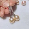 Dingle örhängen naturlig sötvatten pärla vit edison 11-12mm inlay tibetansk silver