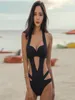 one piece swimsuit designer swimsuit Sexy Black Halter Cut Out Bandage Swim Bathing Suit Quick Dry swimwear for women313n2682414