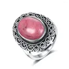 Clusterringen Vintage Natural Rhodochrosite 925 Sterling Silver Jewelry Dames Fine Tiger Eye Gift Finger Ring Groothandel