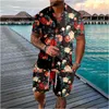 Traccetti da uomo Schema per vacanza hawaiane Palm albero fiore abbottonate Shorts Colors Florals Sets Set Streetwear Tracksuit Beach Beach Men