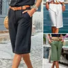 Женские шорты для шорт длиной к KN Средние рисовые карманы с прямыми широкими женскими шортами с твердыми цветами женские шорты женские брюки T240412