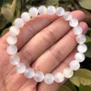 1 Pc Fengbaowu Natural Selenite Bracelet White Round Beads Reiki Healing Stone Jewelry Gift For Women Men 240402