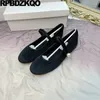 Casual Shoes Mary Jane Velvet Flats Comfy Old Peking Tyg Söt stor storlek Lavendel Pearl Wide Fit Women Round Toe Soft Sole China