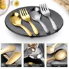 Dinnerware Sets Silver/Golden Stainless Steel Short Handle Spoons Forks Soup Condiments Spoon Dessert Tea Coffee