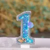 Birthday Candle 1 Year Mermaid Birthday Candle for Cake Sparkly Blue Seafish Candle Topper for DIY Cake Candles Decor Supplies