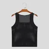 Men's Tank Tops INCERUN 2024 Handsome Hollowed Out Tight Knit Vests Leisure Streetwear Male Solid Color All-match S-5XL