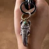 Clip Nuovo Elefante Silver God Of Wealth Ring Anello a sospensione Chiamatura Calketchain Personality Creativity Gioielli vintage Vintage Gioielli