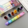 6 couleur en 1 markeur de surligneur stylo créatif couture solide fluorescent stylo graffiti peinture stylos kawaii papeterie