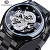 Forsiner Silver Dragon Skeleton Automatic Mething Watchs Crystal Swcap en acier inoxydable Montre Men Horloge WaterProo283o