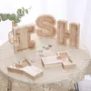 Originalitet trä Piggy Bank Money Box For Children English Letters Piggy Bank Transparent Letter Coin Piggy Bank