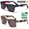 Polarised Retro Sunglasses - Floral Printed Frame - Polarized Lens UV400