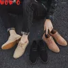 Chaussures décontractées hommes Angleterre tendance mâle en daim mâle oxford bottes de mariage robe en cuir plates plus taille