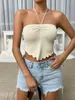 Damestanks Fashion Women Tube Top Strapless Backless Tie-Up onregelmatige zoom Zomer dames Vest voor clubfeestjesvriendelijk