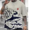 Heren Hoodies Sweatshirts 2024 Mens T-shirt Casual kort mouwen Top Japanse stijl Ukiyo-E Patroon Kleding Oversized Summer Clothing Street T-shirt C24325