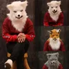 Hareketli ağız tilki maskesi cadılar bayramı kostüm cosplay parti ağız taşıyıcı kurt maskeleri hayvan panda husky orangutan yapay kürk maskesi 240328