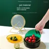 Plates Light Luxury Fruit Tray Thickened Pet Plastic Household Plate Bronzing Edge Dining-Table Waste Storage