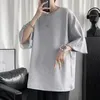 T-shirt de gaufre pour hommes de grande taille Summer Loose Owck Top à manches courtes Men de cinq quarts Sans T-shirt confortable décontracté 240403