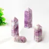 Decorative Figurines Healing Natural Crystal Point Polished Plum Blossom Purple Tourmaline Crystals Tower Energy Reiki Gemstone Obelisk Home