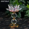 Titulares de velas Crystal Glass Lotus Flower Metal Living Sala