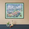 Joy Sunday Flower Coast Printed Water Soluble Canvas 16ct 14ct 11ct Cross Stitch Complete Kit DIY Embroidery DMC Threads
