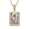 Colliers pendants 18k Gold Zircon en acier inoxydable Vierge Marie Christian Collier de fleurs