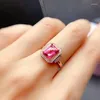 Klusterringar kjjeaxcmy fina smycken 925 sterling silver inlagd naturlig rosa topas kvinnors eleganta kvadrat justerbara ädelring supportkontroll