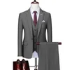 Męskie garnitury Blazers 2023 Modna nowa męska swobodna butique stały kolor 3 szt. Suits Spodnie Zestaw kamizelki / Męski biznes Wełniany wełniany pary młode Blazery