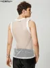 Men Tank Tops Oneck Mesh Mesh Transparente Streetwear Sexy Casual Vests Casa de férias Clothing S5XL Incerun 240412