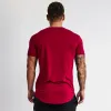 T-shirts Men Running Sport Sport Tshirt Fashion Rounded Hem Roundable Sweatabsorb Cotton Shirt Gym Gym Fitness Externe Treino de manga curta de manga curta