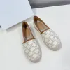 Lettrage brodé Slip de lin sur Espadrilles Spring Flats Mandons à main chaussure de créateur de luxe fait à la main pour les femmes Casual Luxe Factory