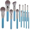 Kits 13 PCS Makeup Brushes For Foundation Blending Blush Concealer Eye Shadow Lip Synthetic Fiber Bristles Wooden Handle Blue Makeup