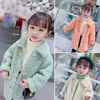 Down Coat Baby Girl Jacket Autumn Winter Thick Warm Girls Barn Fur Kids Ytterkläder Toddlers 80-130 Bomull