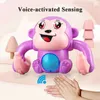 Electric/RC Animals Electric Rolling Monkey Clawling Pet Interactive Toy дошкольного образования с освещением и музыкальным контролем2404