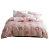 Bedding Sets Fashion 4Pcs/Set Sweet Peach Theme Comfortable Cotton Set Bed Comforter For Women Kawaii Girl Duvet Cover Sheet