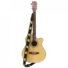 Askı gitar kayışı jacquard örgü çift kumaş çiçek deseni gerçek deri uçları akustik elektro gitar için