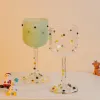 Hand Made Goblet Glass Cup with Colorful Candy Dots Cocktail Glass Juice Dessert Water Cup Wine Glass Drinkware Heat Resistant