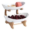 Hooks Fruit Bowl 2 Tier Countertop Basket Scandinavian Löstbar matserver Display Rack för kök