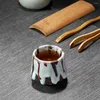 カップソーサーセラミックティーカップ磁器コーヒーティーカップ粗い陶器マスターレトロハンドクラフトブラック