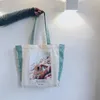 Bag Ladies Canvas Large Capacity Women Shopping Grils School Aegean Print Shoulder Letter Female Handbag