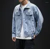 MEN LICHT BLAUWE DENIM JAVETS Gaten Jean Male Jackets Kleding Leisure Coats Mens Cotton Cotton Utseans Plus Size Outswear1716453333