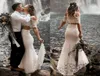 White Lace Two Piece Beach Wedding Dresses 2021 Gorgeous Off The Shoulder Garden Boho Bridal Gowns Vestidos De Novia Country Weddi5731581