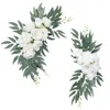 Decorative Flowers 2PC Artificial Wedding Arch Kit Boho Dusty Rose White Pink Eucalyptus Garland Drapes For Decoration Welcome Sign