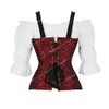 Bustier corset avec chemisier pirate corsets à rayures vintage Bustiers avec sangles steampunk zip corsage tenues Halloween Costumes