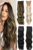 AISI HAIR Synthetic 4pcs/set Long Wavy Hair Extensions Clip In Ombre Blonde Dark Brown Thick pieces W2204017533843