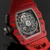 Męskie Szwajcarskie zegarki Richardmills Mechanical Watch Chronograph Watch Series Mens Series RM1103 Red Magic Ntpt Limited Edition Tourbillon Full Hollow Automati Rv9e