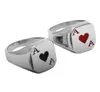 Cluster Rings The Ace Of Spades Ring Stainless Steel Jewelry Classic Red Heart Motor Biker For Men Women Whole 37B2519440