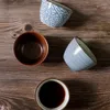 Чашки блюдцы японская ретро -ручная керамическая чайная чашка творческая полоса Дизайн кофейная кружка