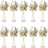 Vasos de flor Gold/ flor branca Stands Metal Road Lead Wedding Piece Flowers Rack para decoração de festa do evento